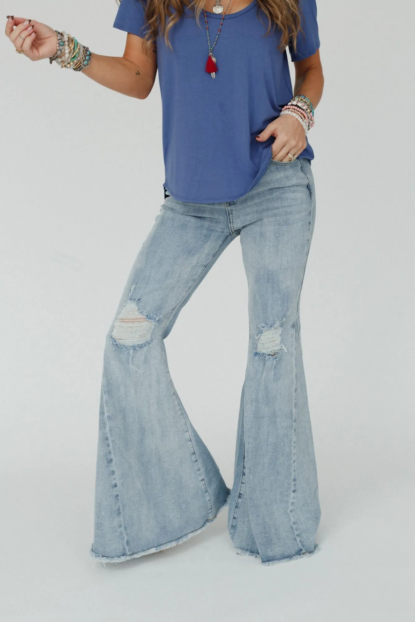 Indigo Flare Bell Bottom Jean - Light Wash