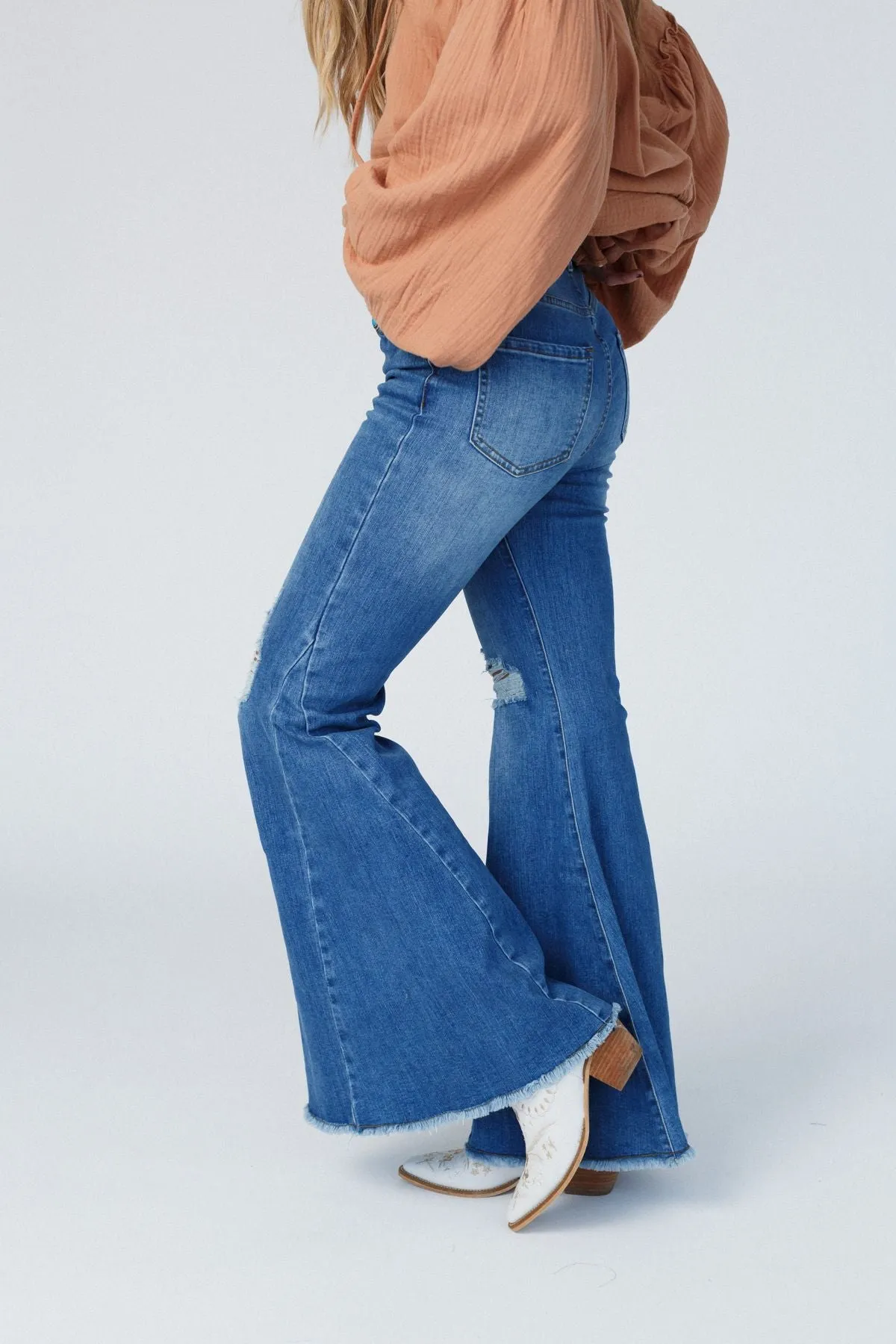 Indigo Flare Bell Bottom Jean - Medium Wash