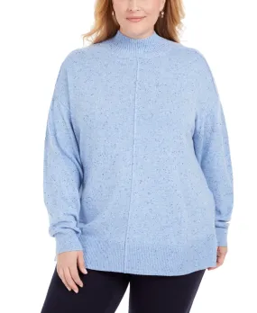 Karen Scott Women's Plus Mock Neck Sweater Blue Size 2X