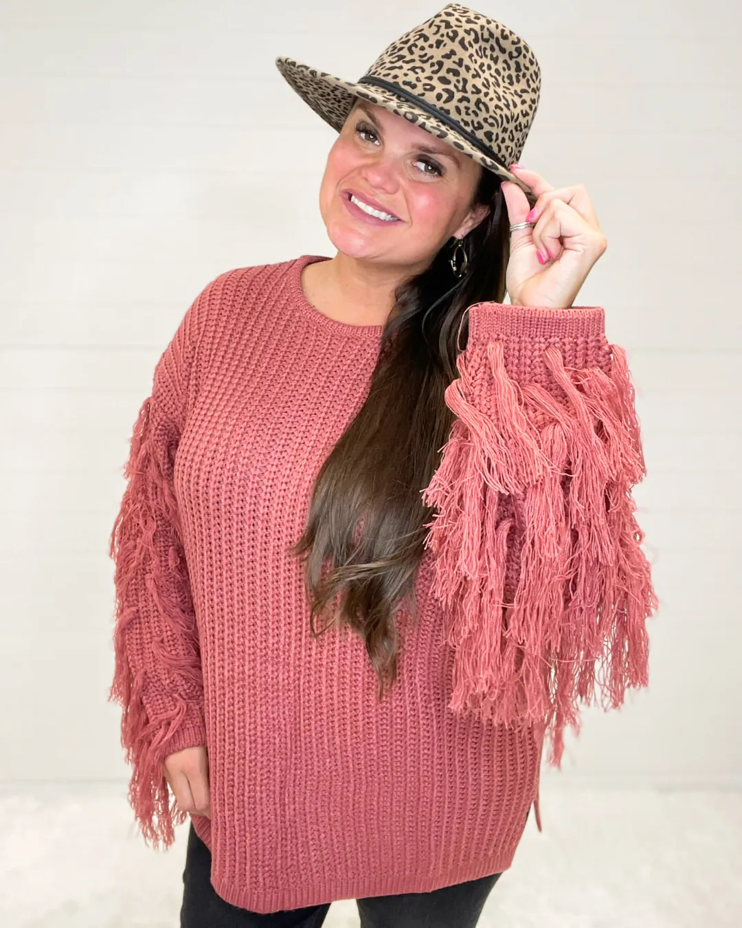 Knit Fringe Sleeve Pullover