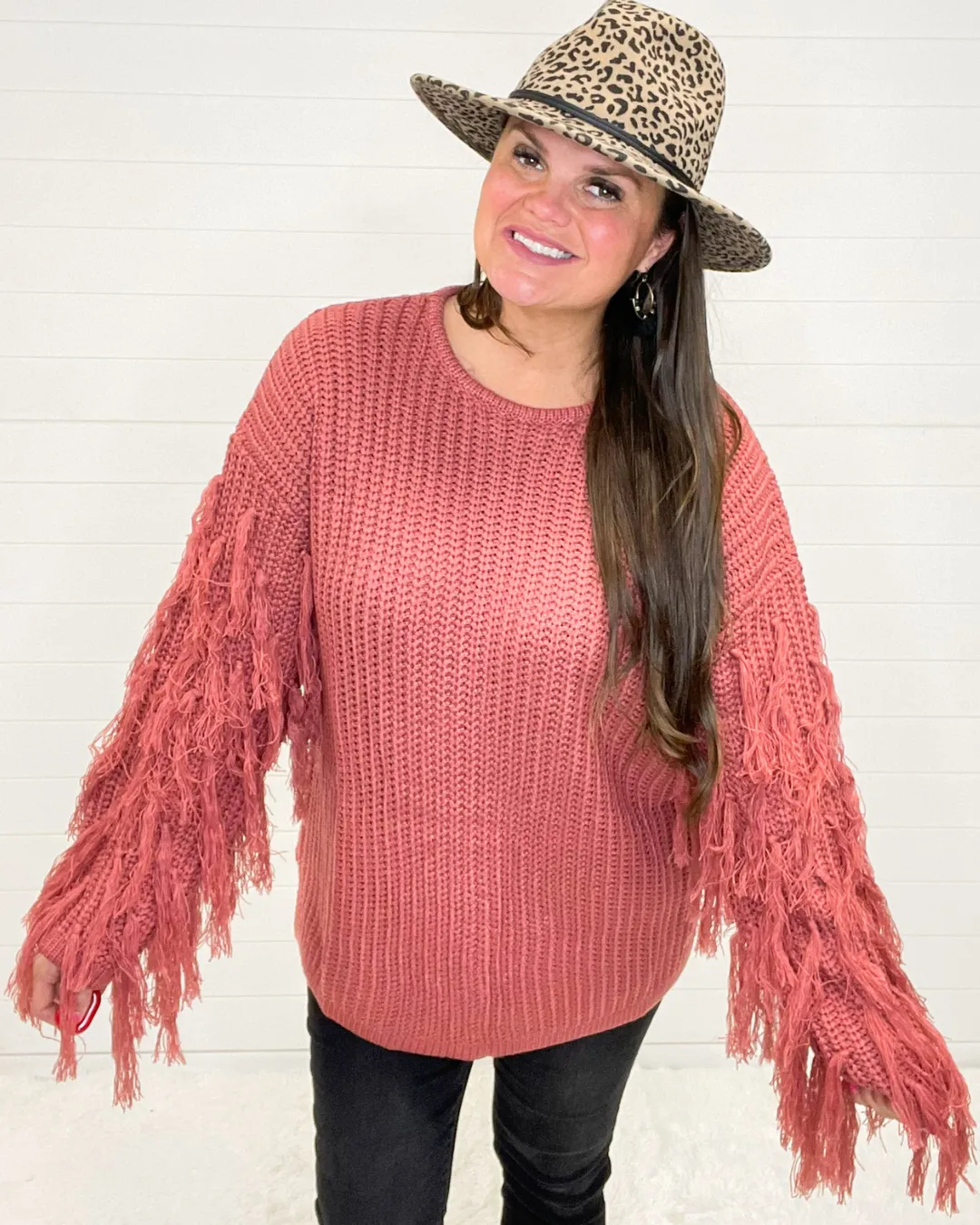 Knit Fringe Sleeve Pullover