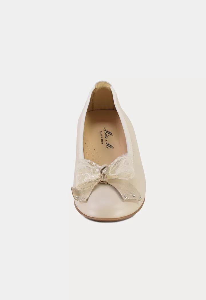 Laced Bow Flat Ballerina Shoes