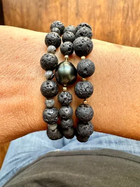 Lava & Tahitian Pearl Bracelet