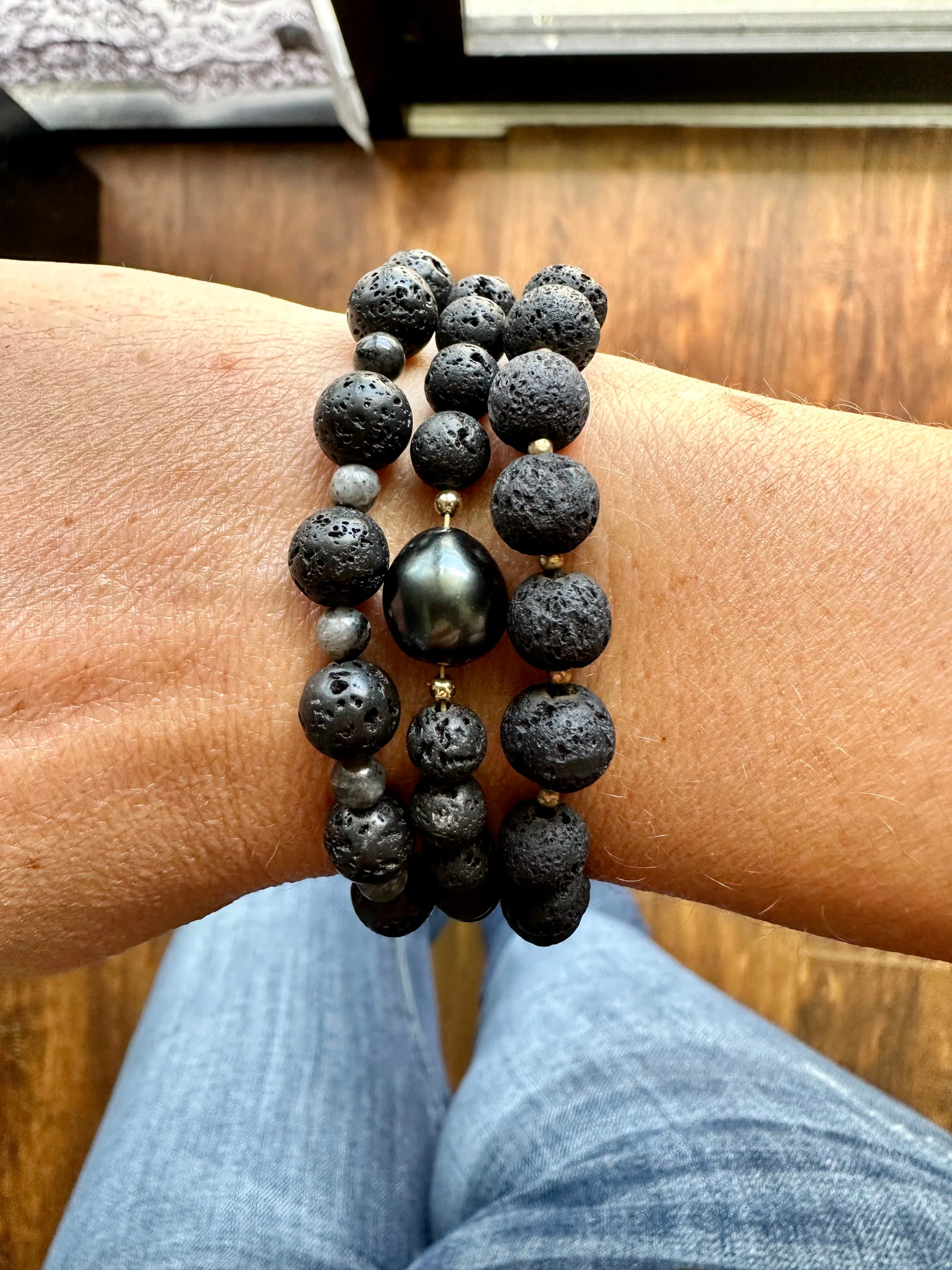 Lava & Tahitian Pearl Bracelet