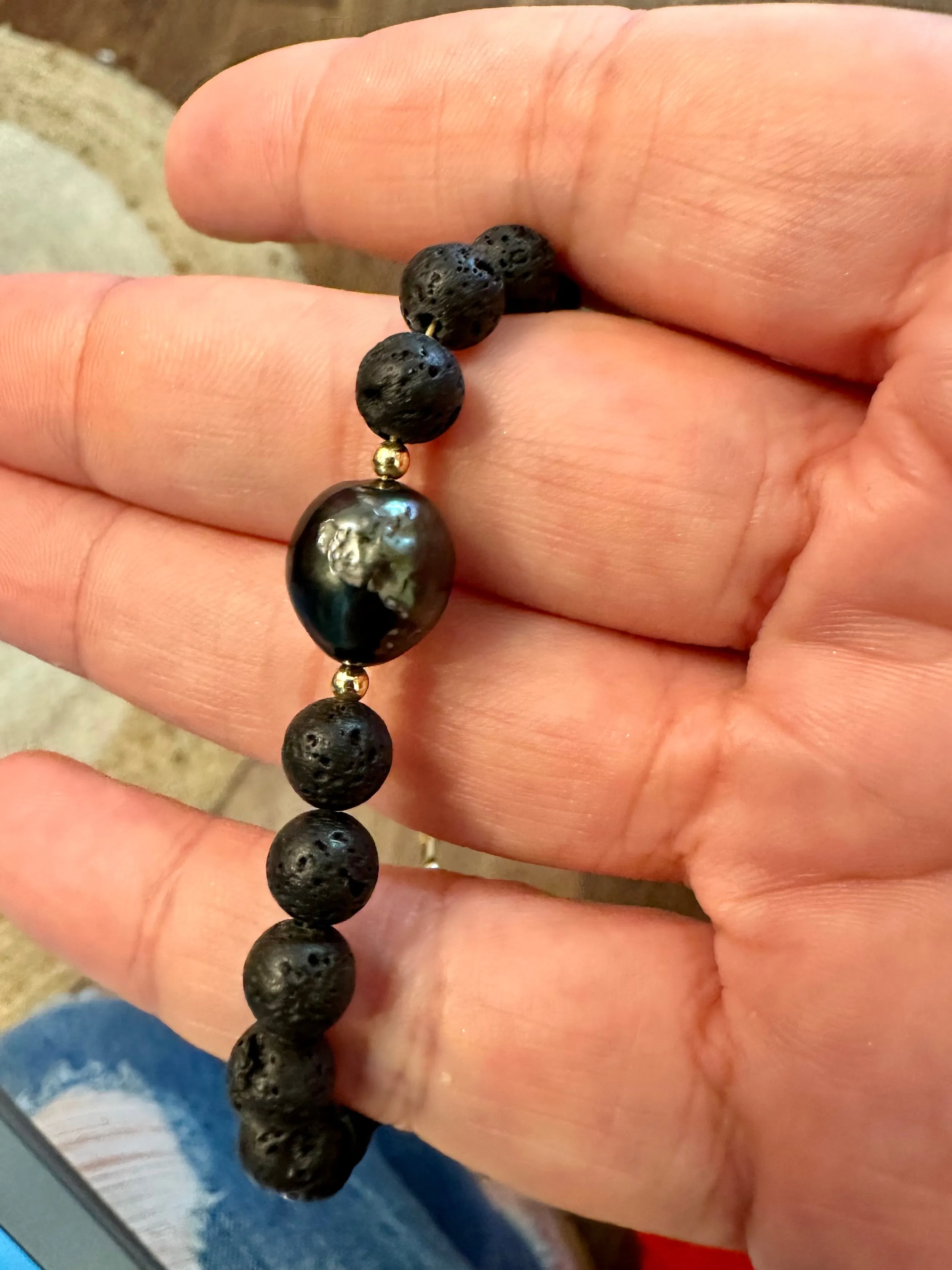 Lava & Tahitian Pearl Bracelet