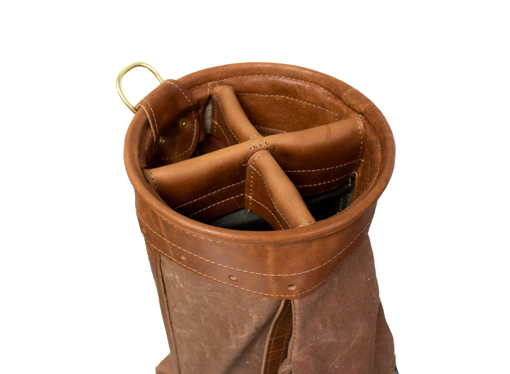 Leather & Waxed Canvas Classic Staff Golf Bag- Brush Brown with Natural Leather