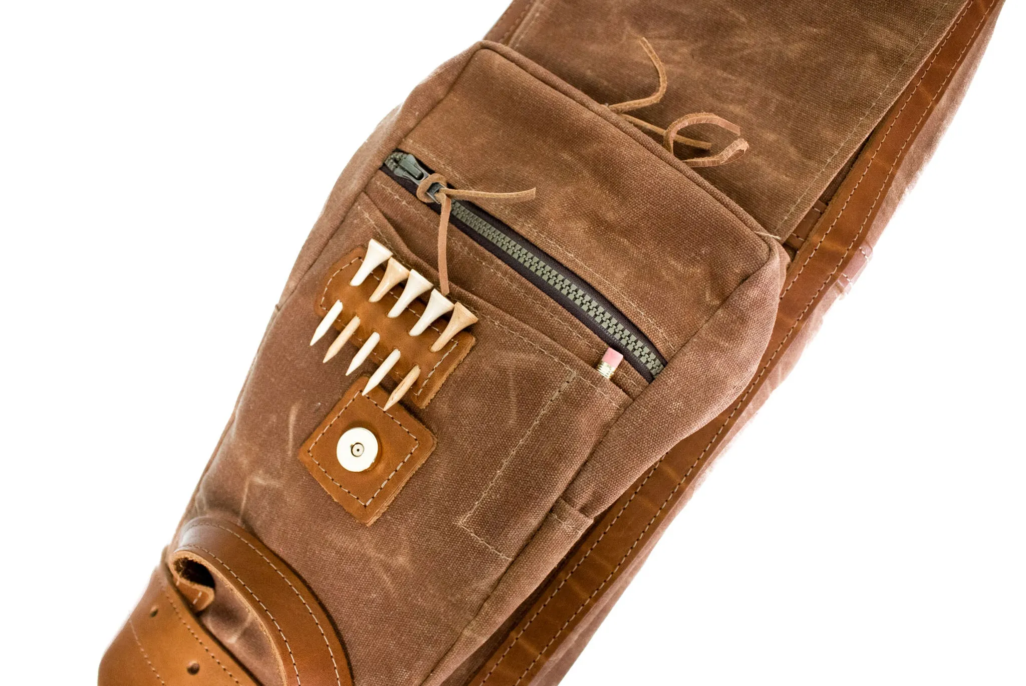 Leather & Waxed Canvas Classic Staff Golf Bag- Brush Brown with Natural Leather