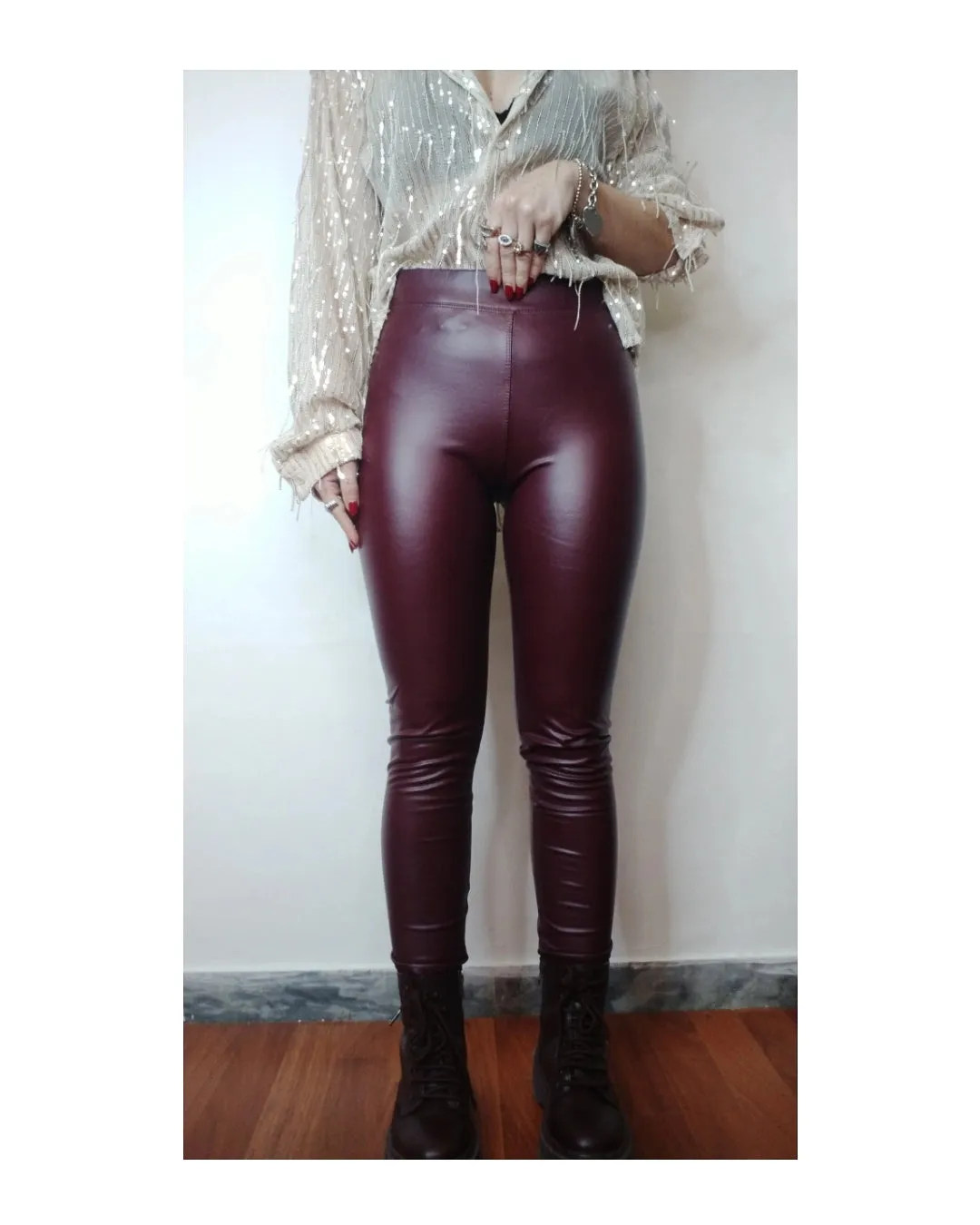 Leggings ecopelle felpato!