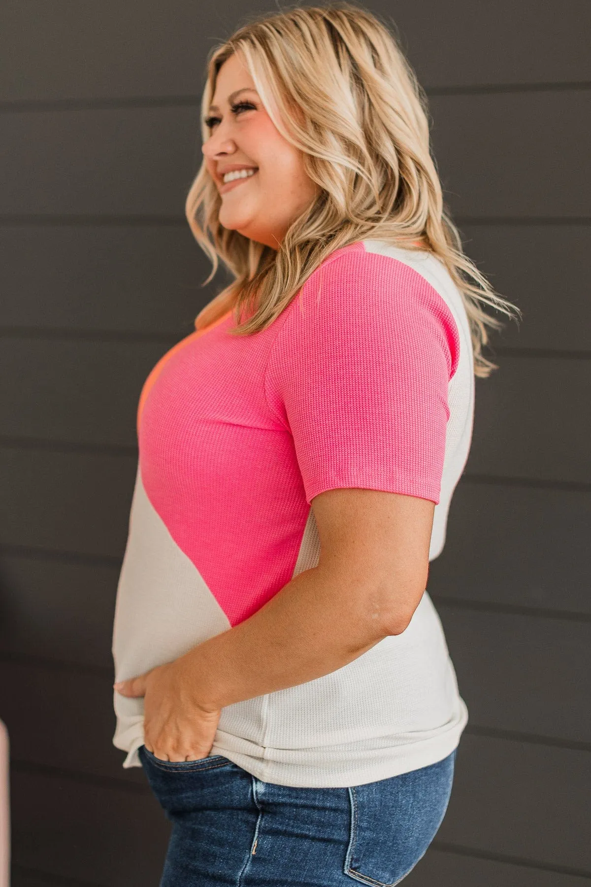 Light Up The Sky Knit Top- Ivory & Neon Orange