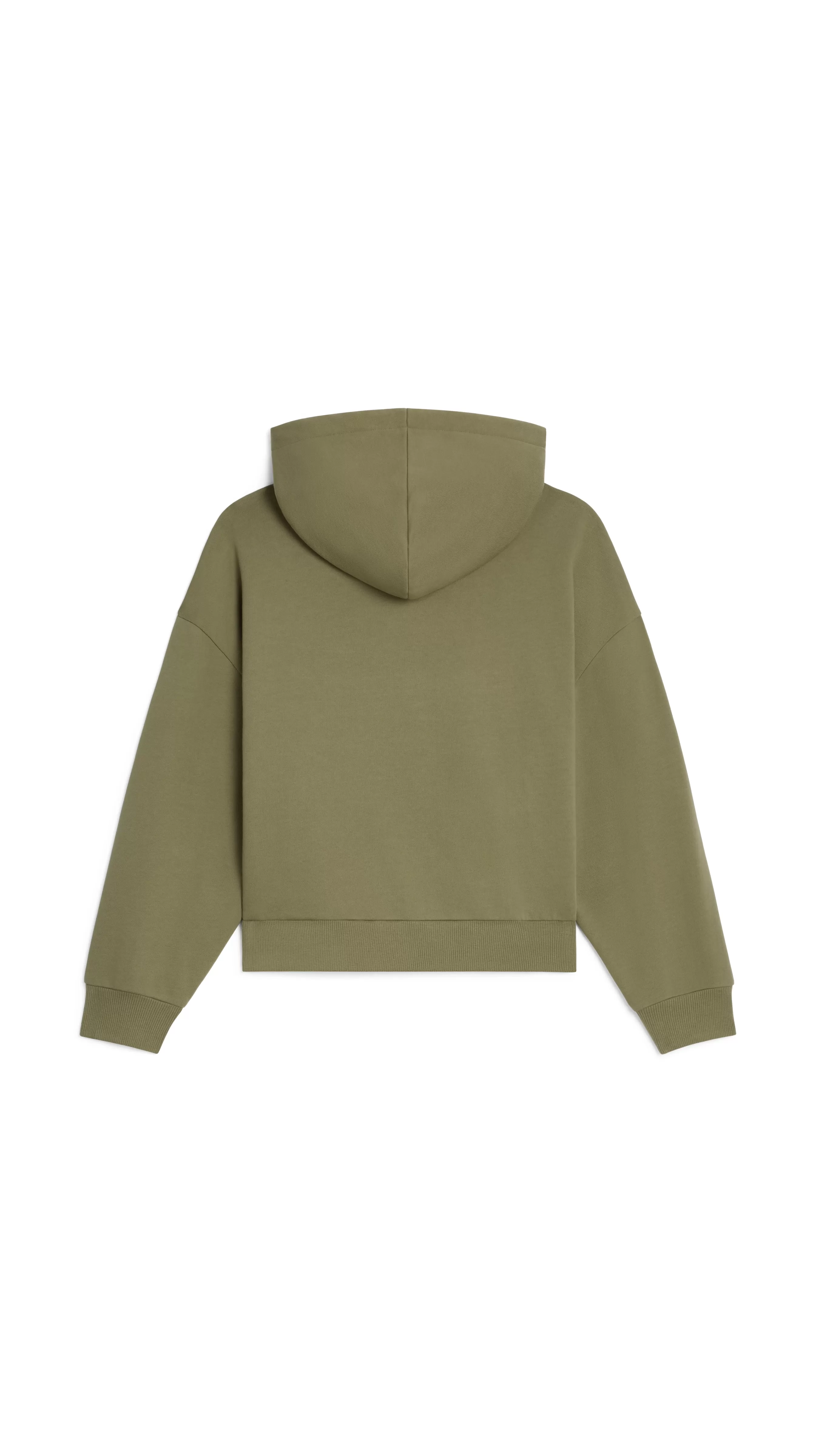 Loose Hoodie in Cotton Fleece - Khaki/Off White