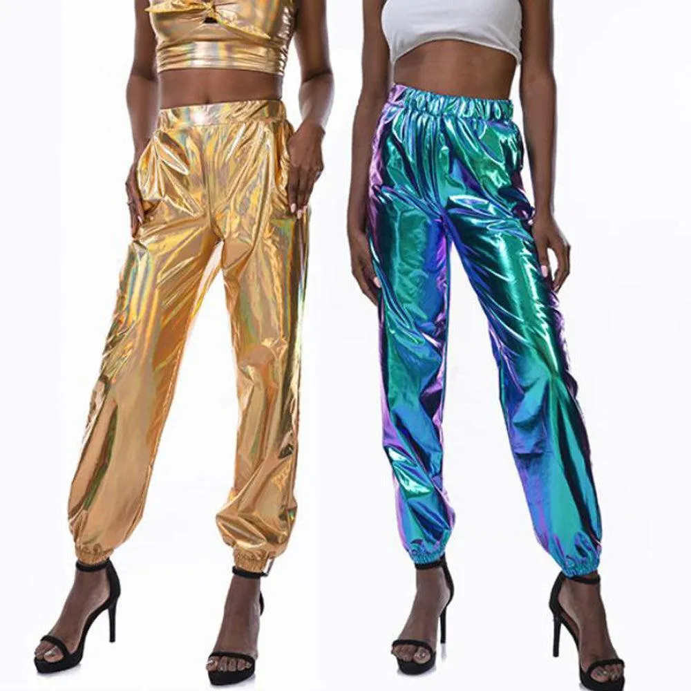 Loose Shiny Holographic Rave Pants