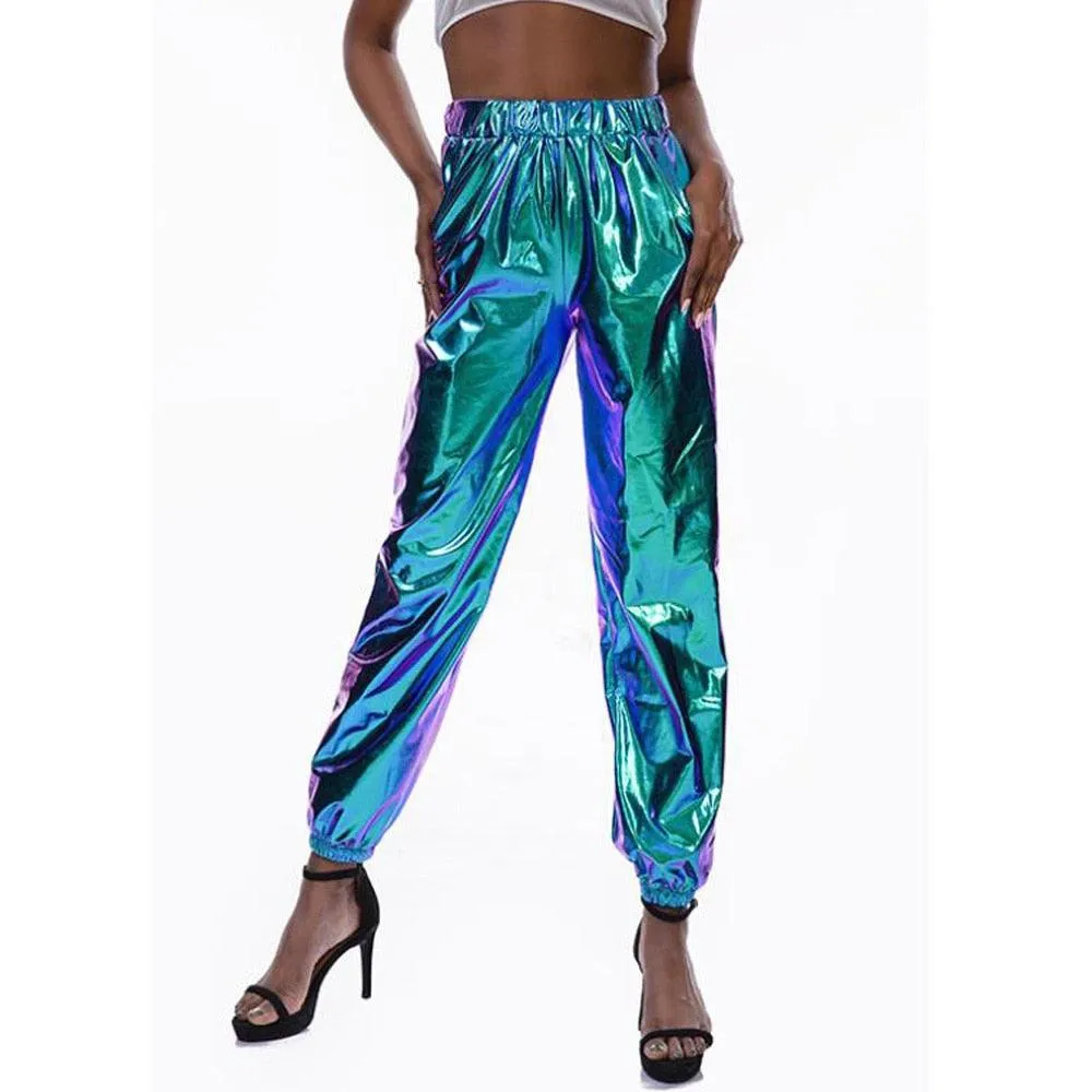 Loose Shiny Holographic Rave Pants