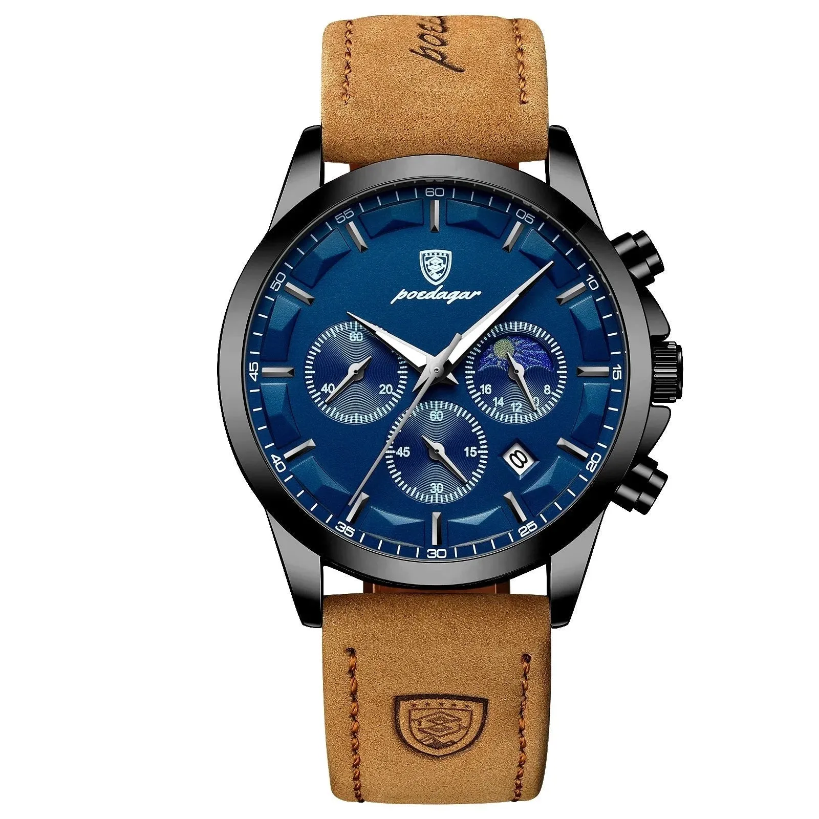 Luxury Waterproof Chronograph Leather Men's Watches Luminous Date