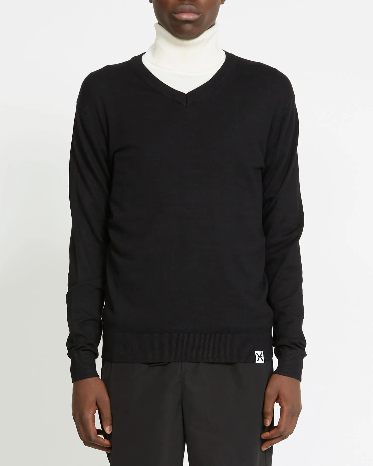 Maglia RICHMOND X con bordi scollo a V sweater nero