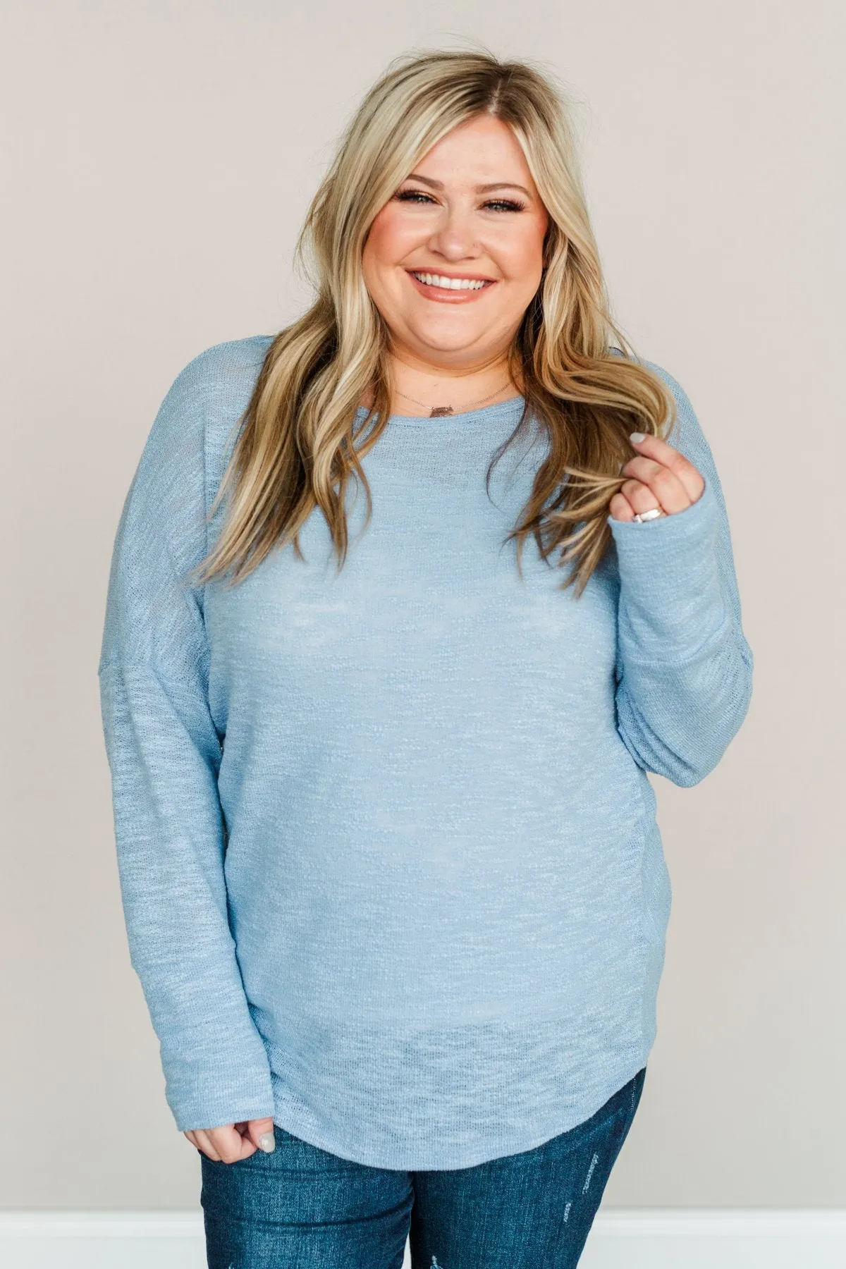 Making A Change Long Sleeve Top- Powder Blue