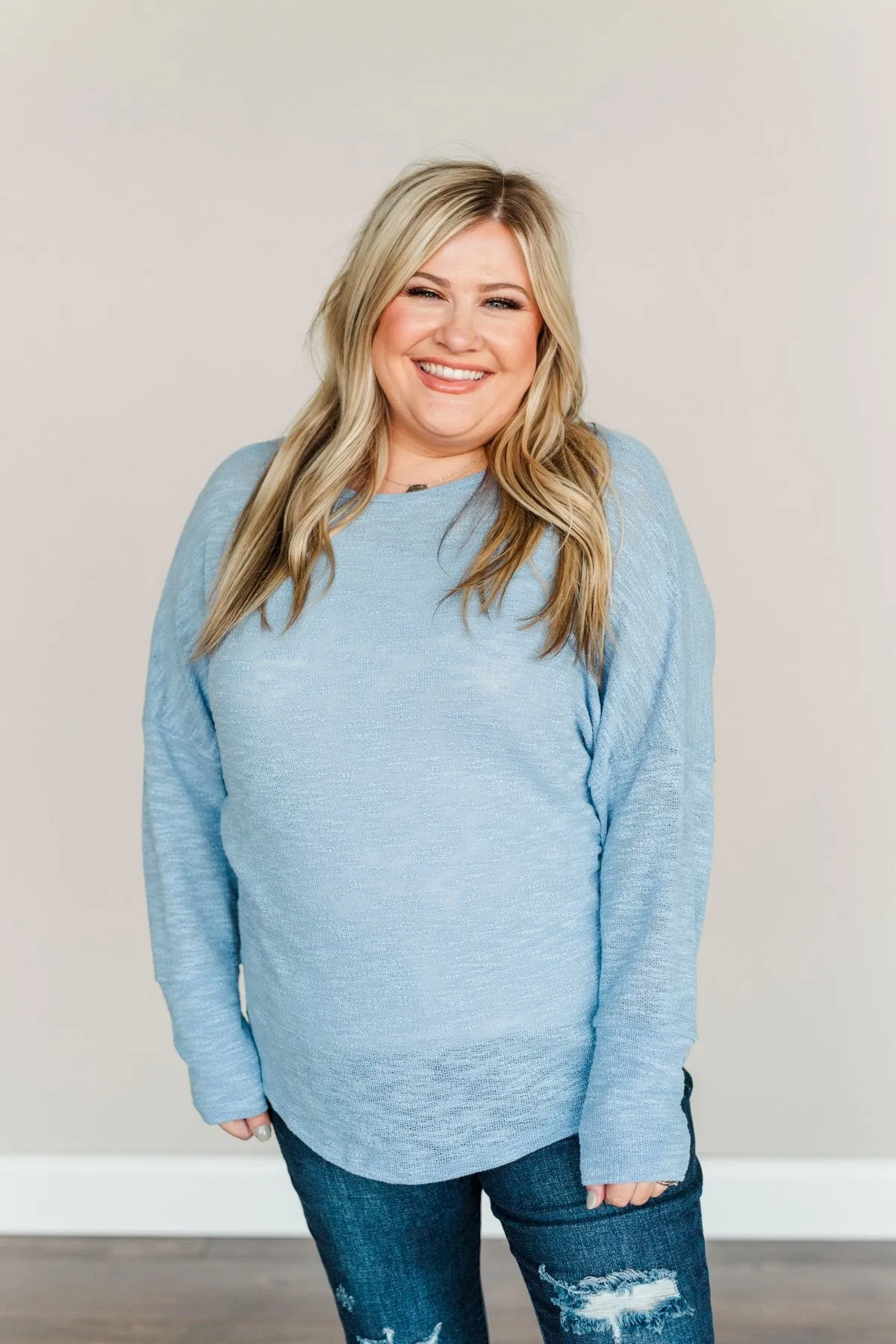 Making A Change Long Sleeve Top- Powder Blue