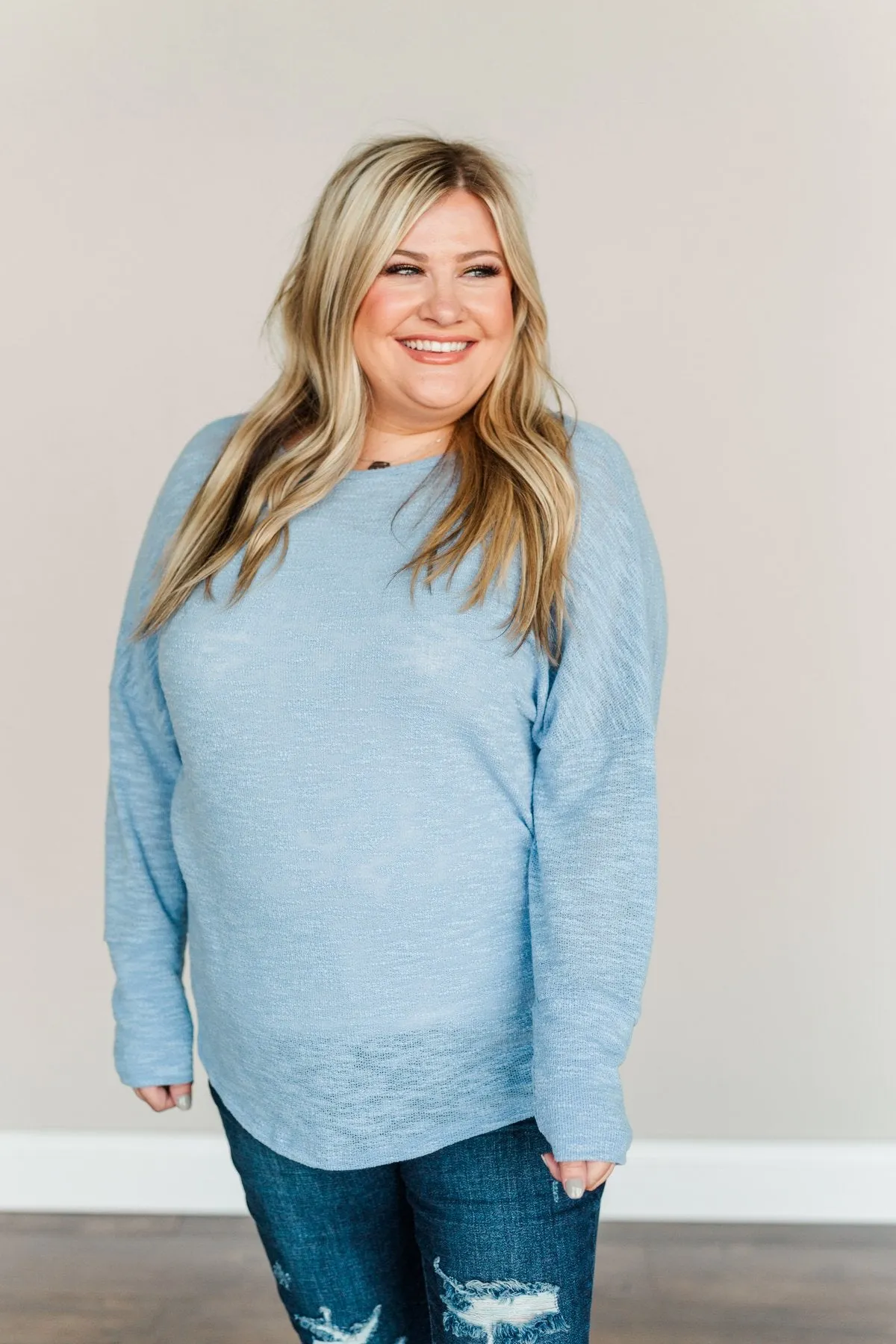 Making A Change Long Sleeve Top- Powder Blue