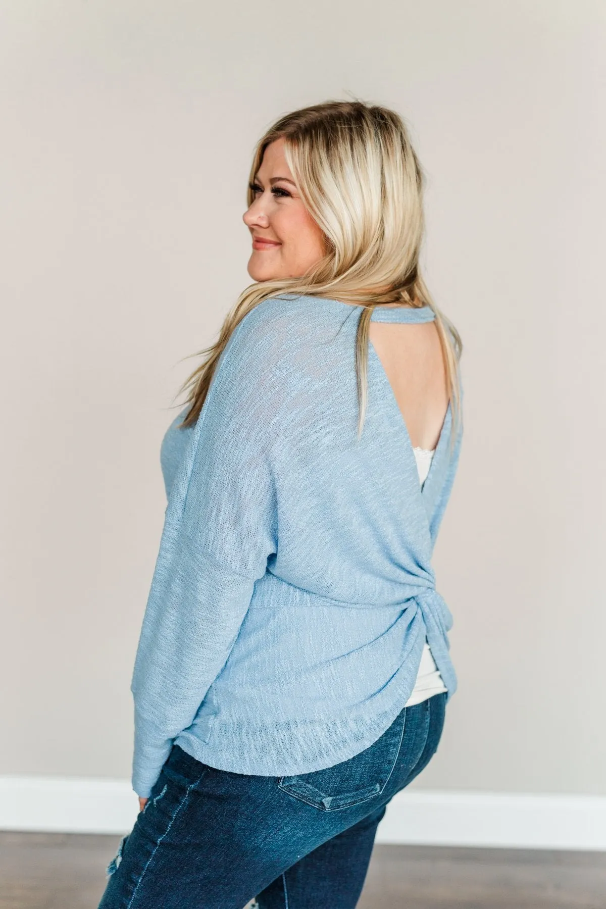 Making A Change Long Sleeve Top- Powder Blue