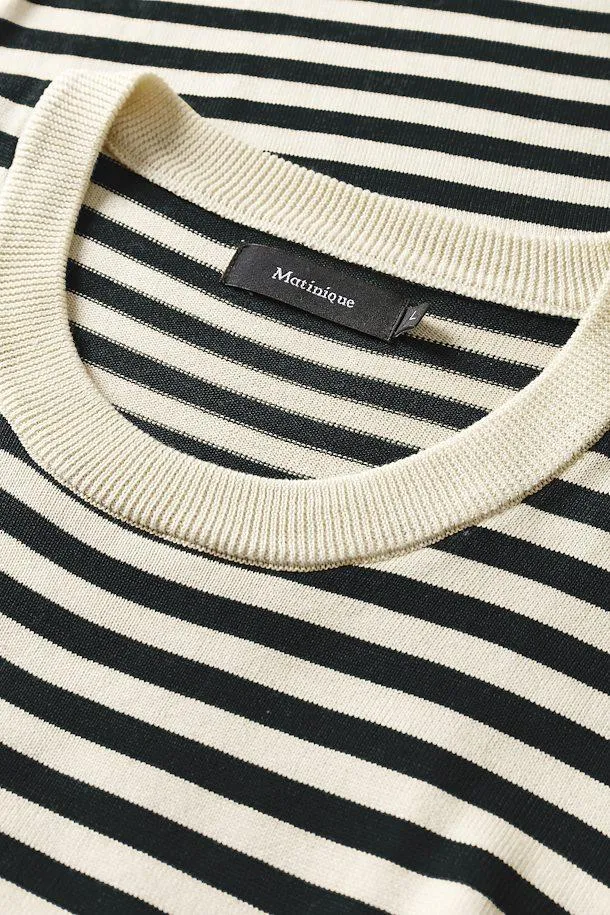 Matinique Malennon H 100% Cotton Stripe Sweater in Dark Navy