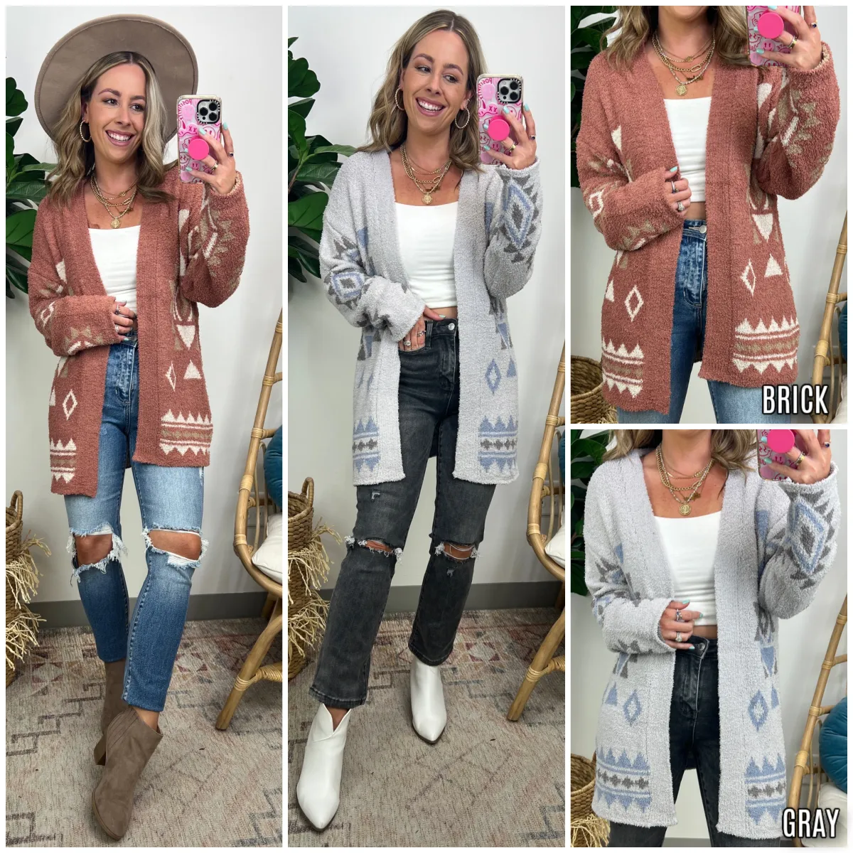 Meeting by Destiny Geo Print Cardigan - FINAL SALE