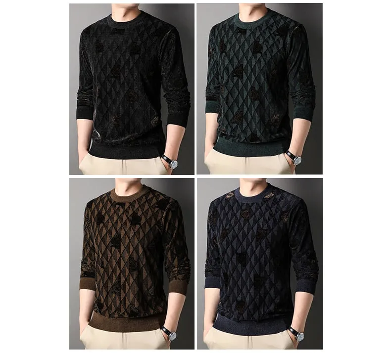 Men's Cashmere Standard Wool Long Sleeve O-Neck Sweater Pullover