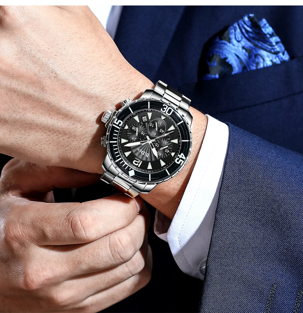 Men's Fashion Chronograph Automatic Waterproof Quartz Wristwatch