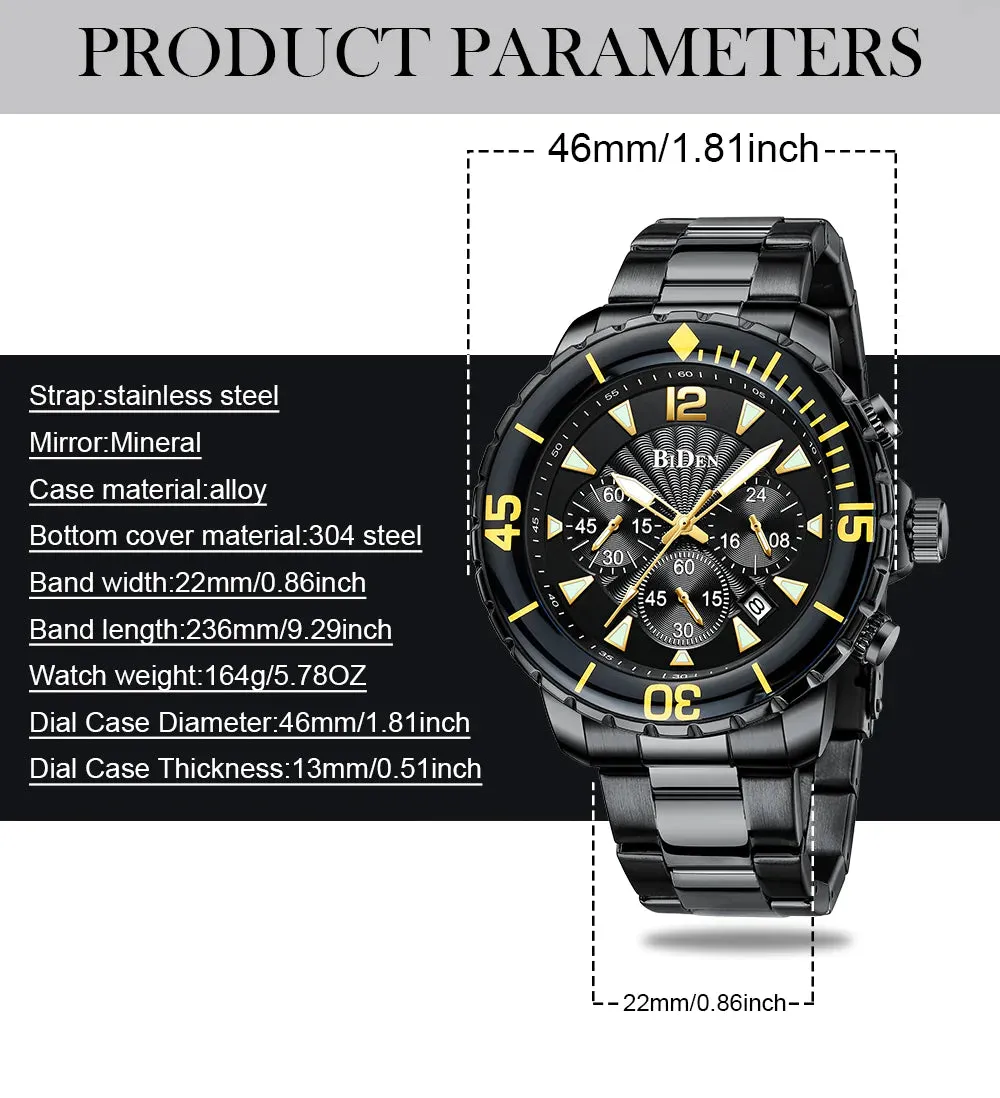 Men's Fashion Chronograph Automatic Waterproof Quartz Wristwatch