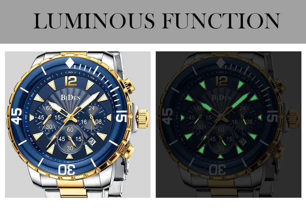 Men's Fashion Chronograph Automatic Waterproof Quartz Wristwatch