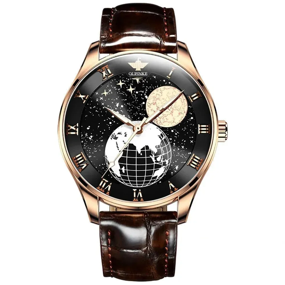 Men's Luxury Moon Phase Waterproof Automatic Mechanical Wristwatch