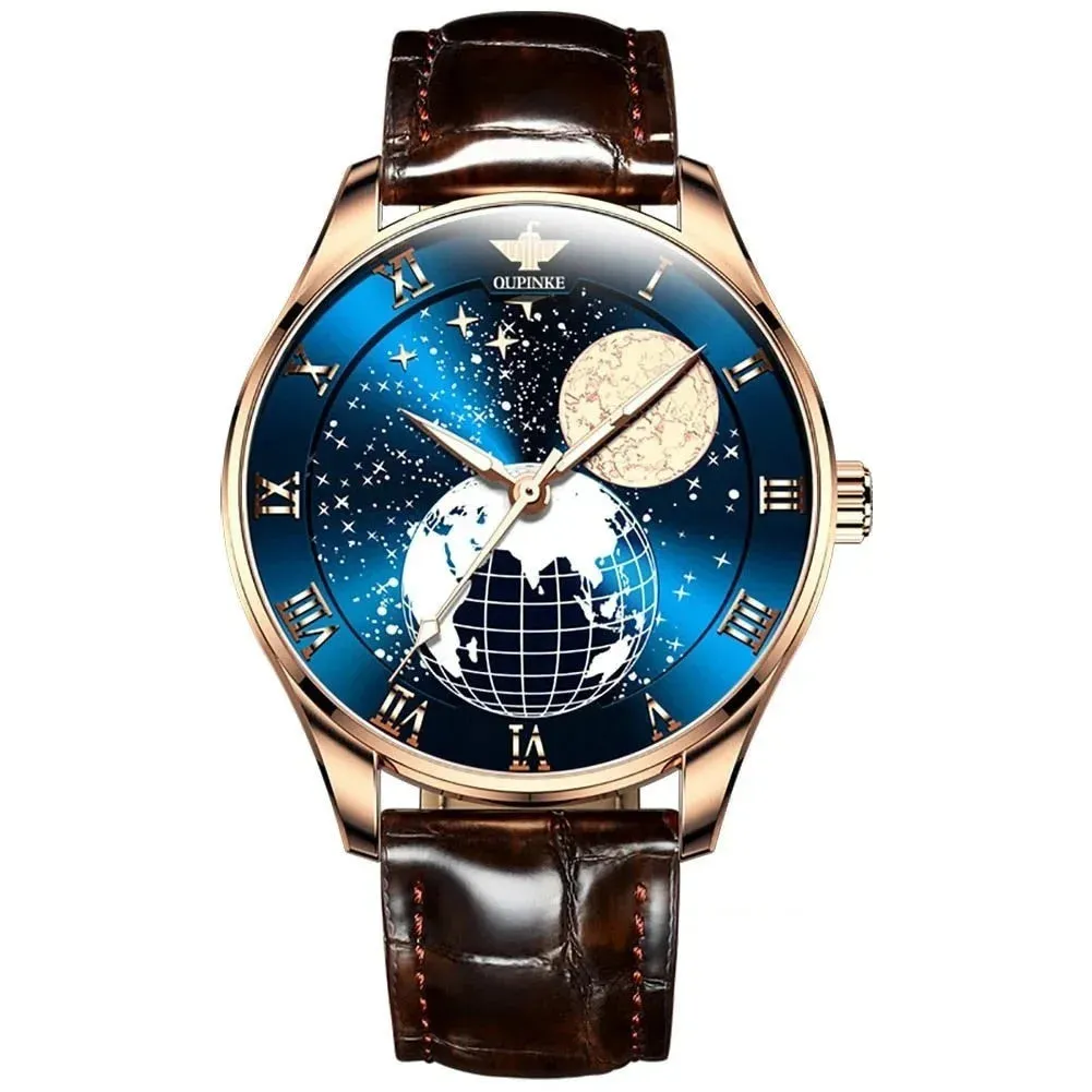 Men's Luxury Moon Phase Waterproof Automatic Mechanical Wristwatch