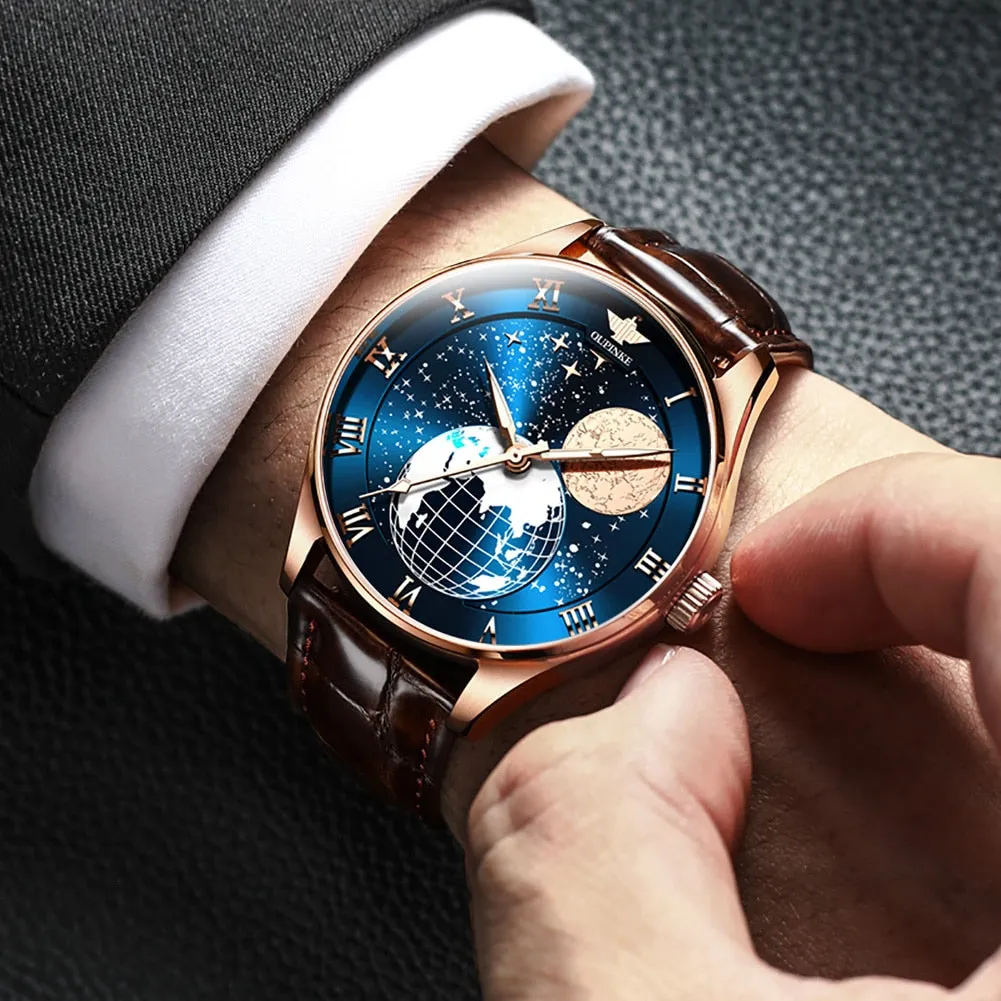 Men's Luxury Moon Phase Waterproof Automatic Mechanical Wristwatch