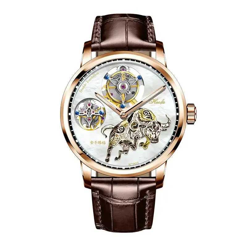 Men's Luxury Sapphire Flying Double Tourbillon Mechanical Waterproof Watch