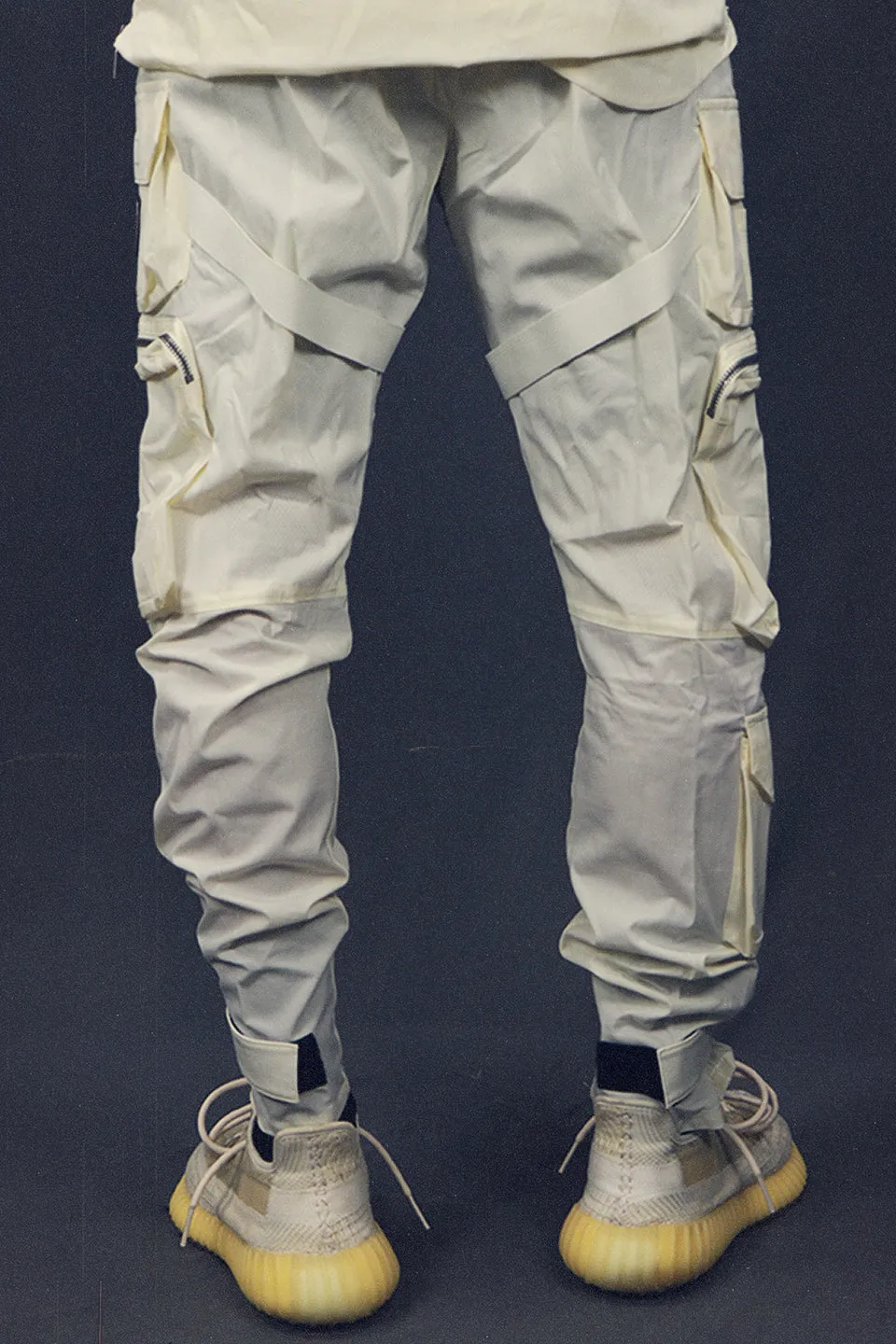 Men’s Nylon Taslan Military Utility Multi Pocket Track Pants | Cream