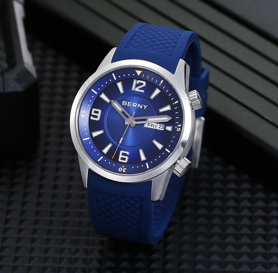 Men's Super Luminous Waterproof Self-wind Mechanical Round Wristwatch