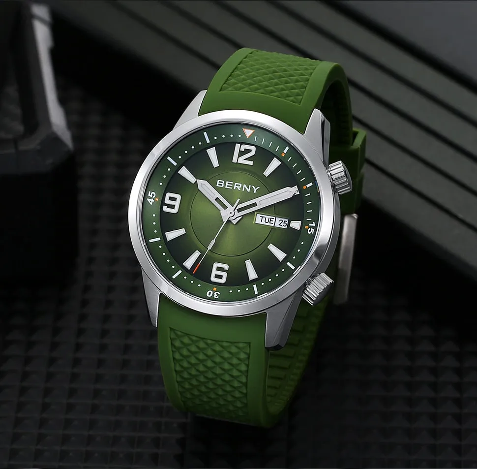 Men's Super Luminous Waterproof Self-wind Mechanical Round Wristwatch