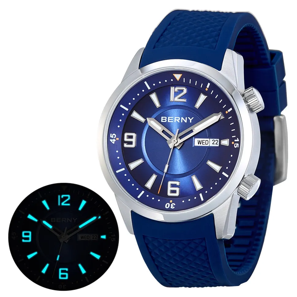 Men's Super Luminous Waterproof Self-wind Mechanical Round Wristwatch