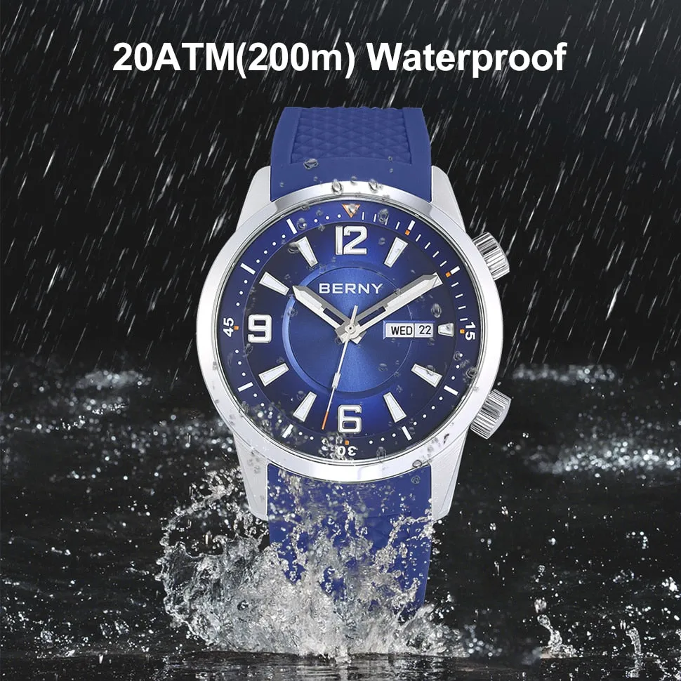 Men's Super Luminous Waterproof Self-wind Mechanical Round Wristwatch