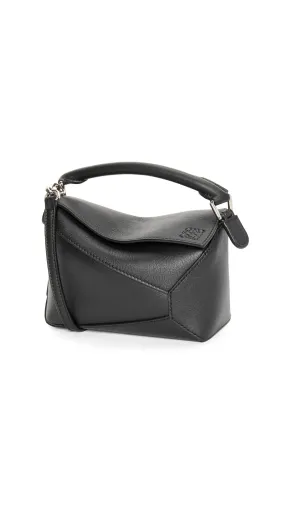 Mini Puzzle Bag in Classic Calfskin - Black