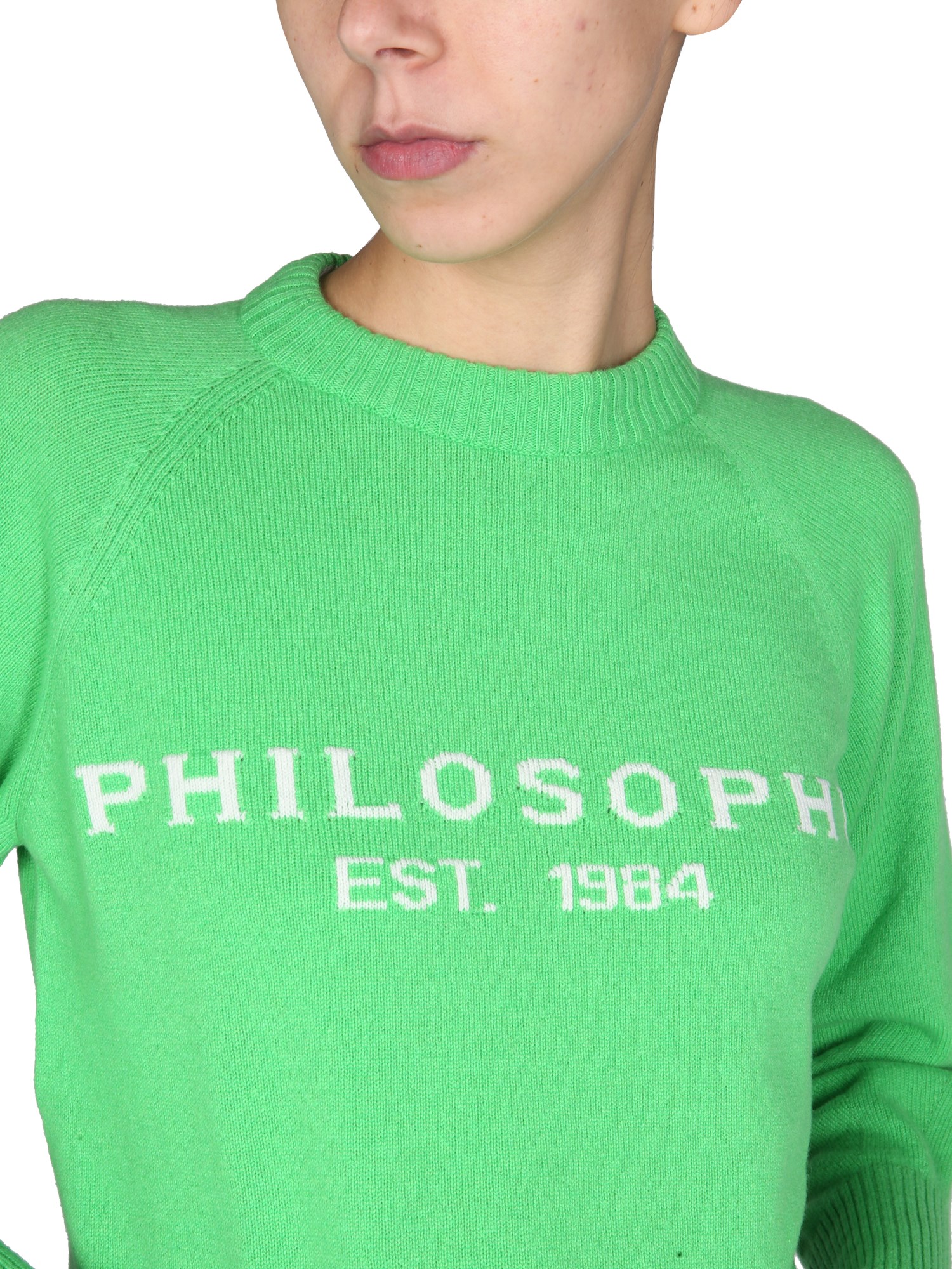 PHILOSOPHY DI LORENZO SERAFINI    CASHMERE BLEND SWEATER WITH LOGO INLAY