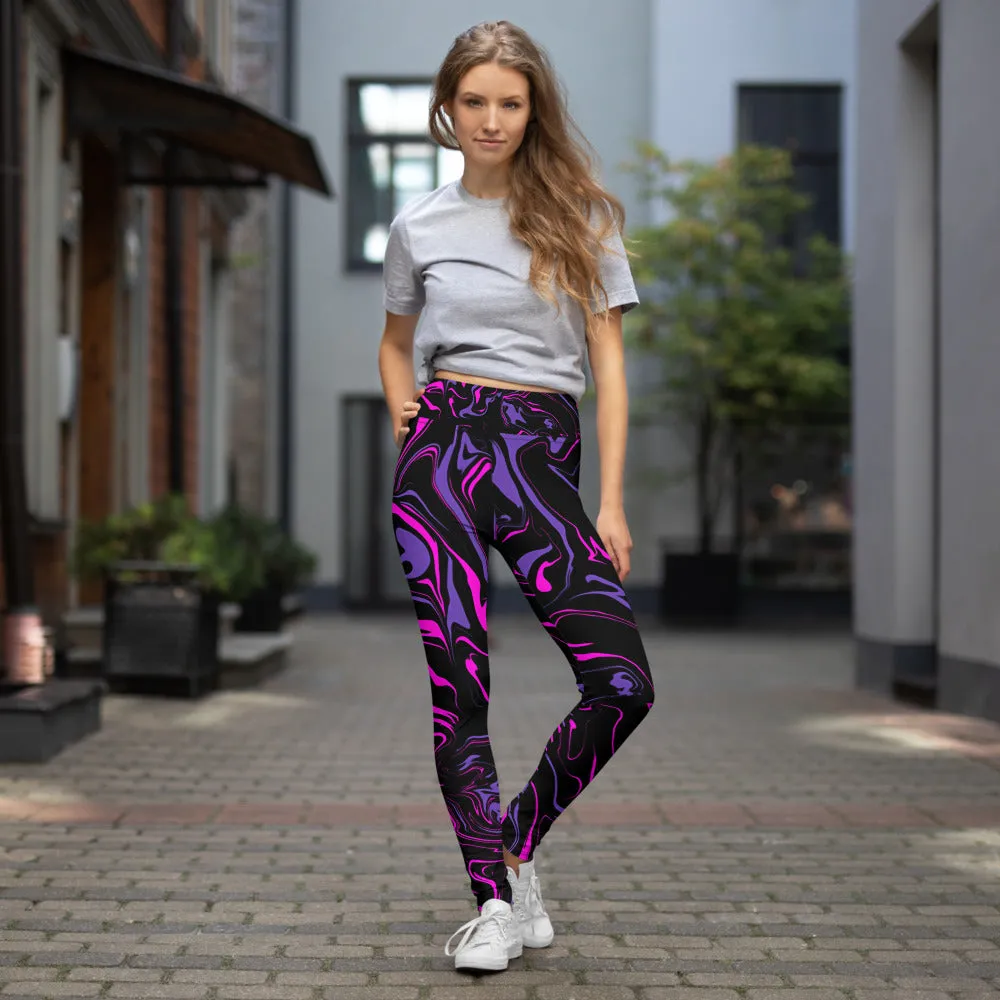 Pink Midnight Oil Slick High-Waisted Yoga Leggings