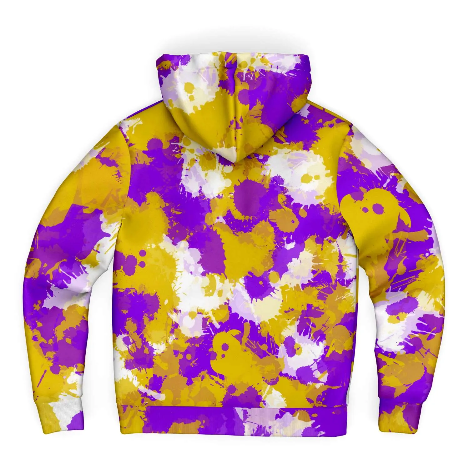 Purple Gold and White Paint Splatter Sherpa Hoodie