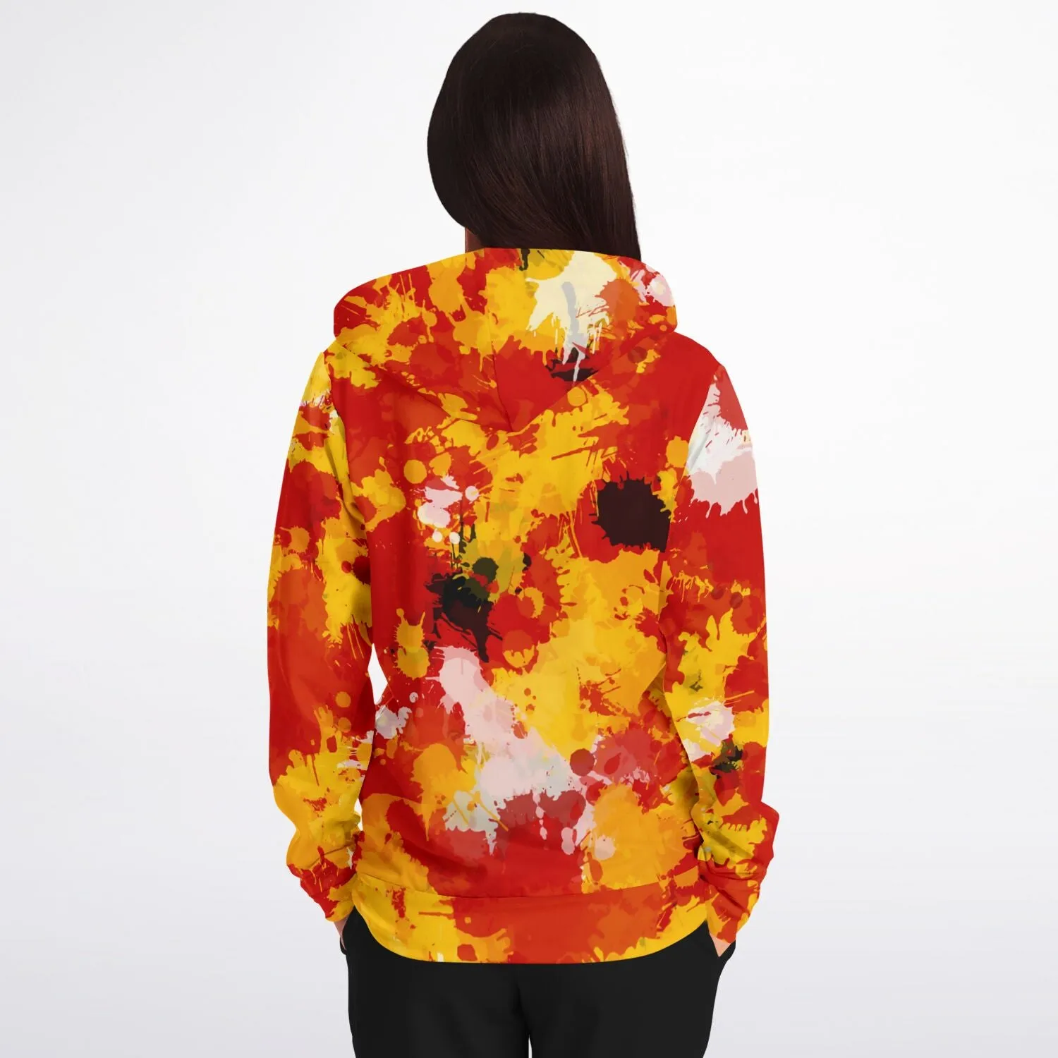 Red and Gold Paint Splatter Zip-Up Hoodie