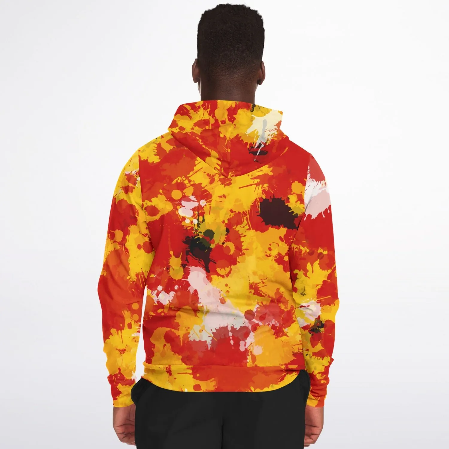 Red and Gold Paint Splatter Zip-Up Hoodie