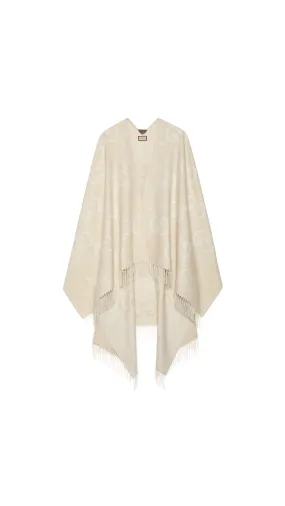 Reversible Jumbo GG Cashmere Cape - Camel White