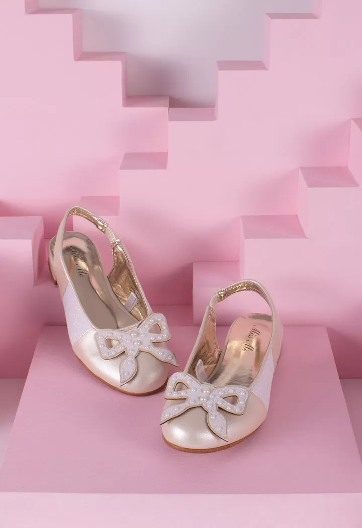 Ribbon Pearl Embellished Half Shoes