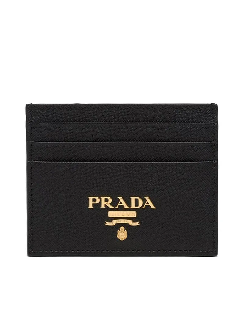 Saffiano Leather Card Holder - Black