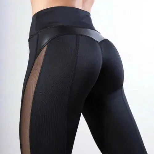 Sexy Women Leggings Gothic Insert Mesh Design