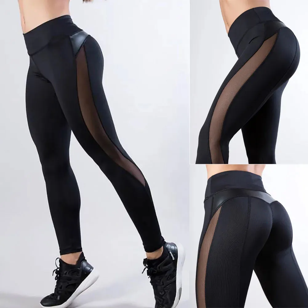 Sexy Women Leggings Gothic Insert Mesh Design