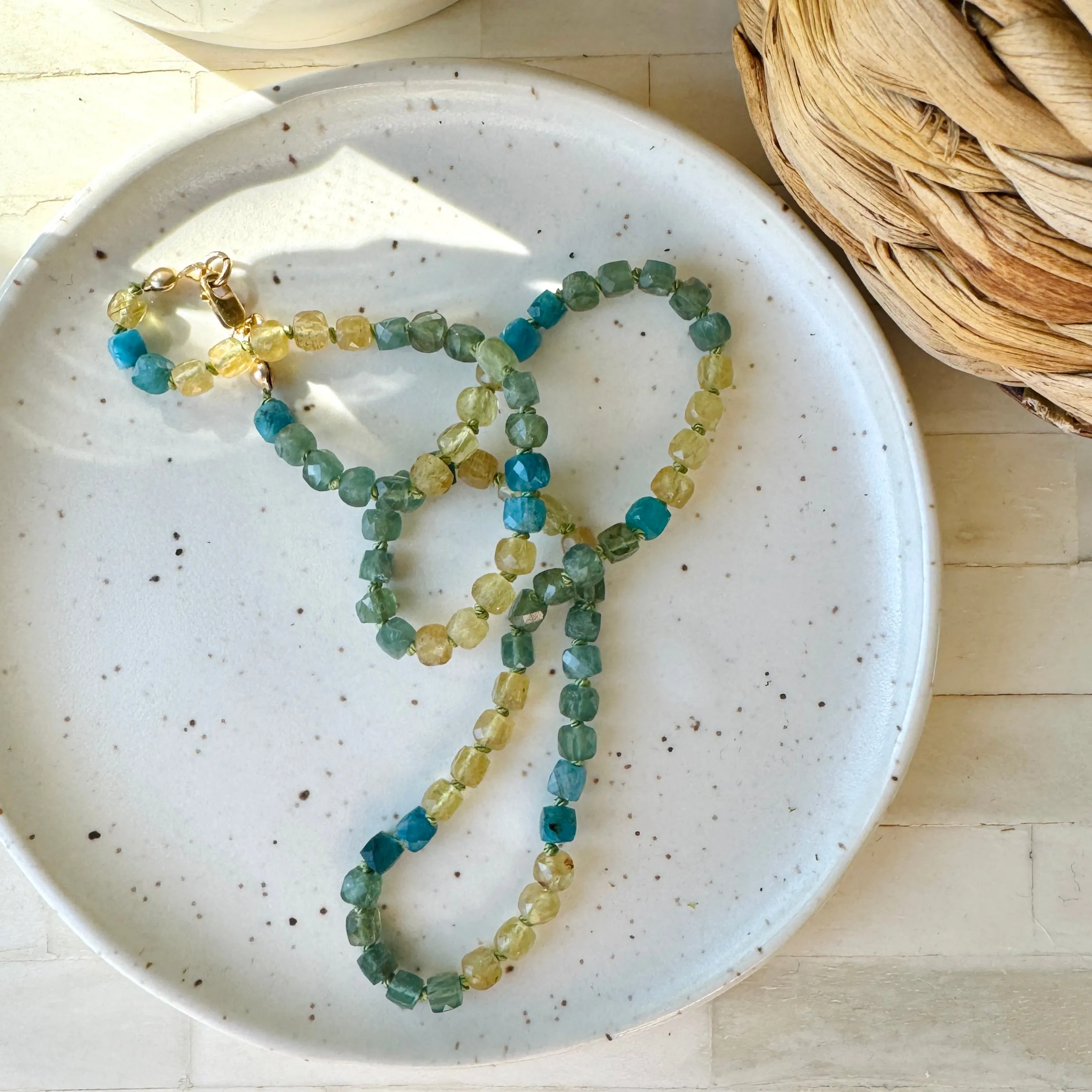 Sky, Stream, Meadow - Rainbow Apatite Necklace