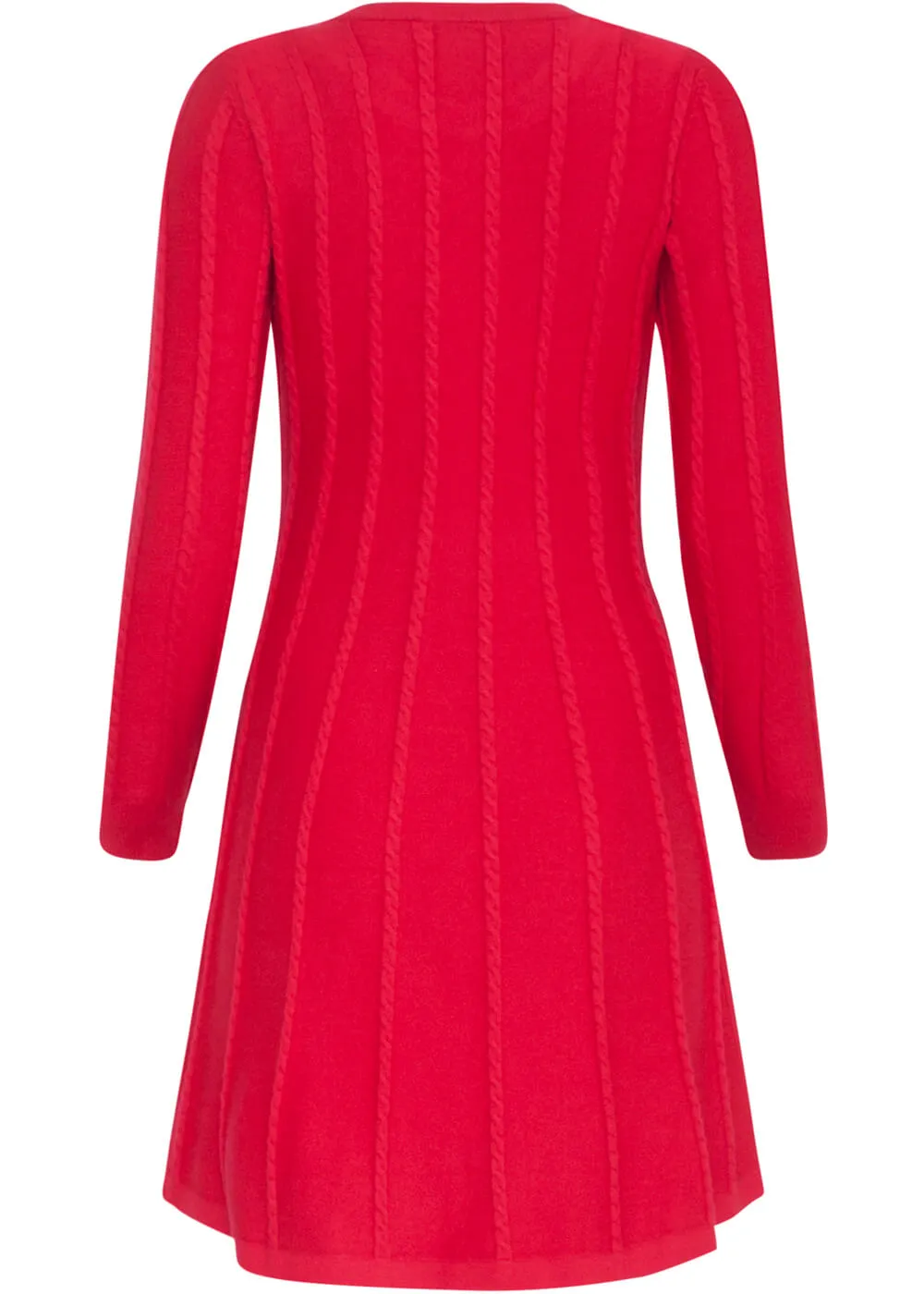 Smashed Lemon Retro Loving 70's Knitted A-Line Dress Red